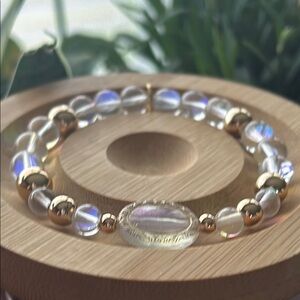 Handmade Aura Quartz + Hematite Beaded Bracelet